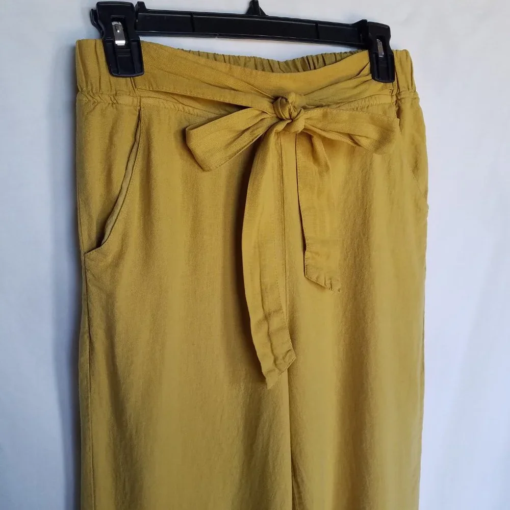 Thread & Supply Mustard Yellow Wide Leg Crop Pants - Picture 5 of 11